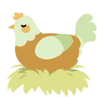 A gold and gluppy chicken with a head pattern
