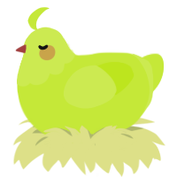 A lime chicken with a head pattern