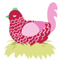 A crimson and pink chicken with a lace pattern
