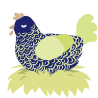 (unnamed), a navy and lemon chicken with a double-lace pattern
