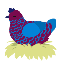 A wine and sapphire chicken with a lace pattern