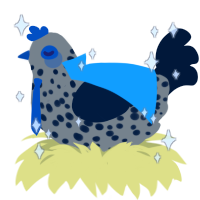 A ash and tumblr chicken with a speckle pattern