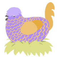 A lilac and honey chicken with a lace pattern
