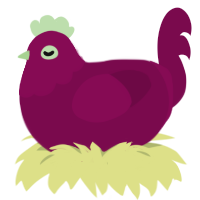 A wine chicken with a head pattern