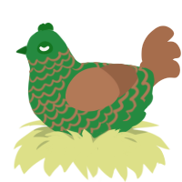 A viridian and brown chicken with a lace pattern
