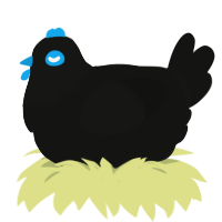 A black chicken with a head pattern