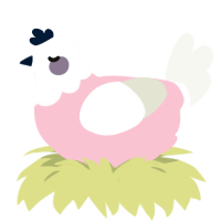 A rose and white chicken with a head pattern