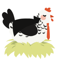 A white and sable chicken with a half-lace pattern