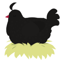A sable chicken with a speckle pattern
