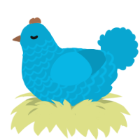 A cerulean chicken with a lace pattern