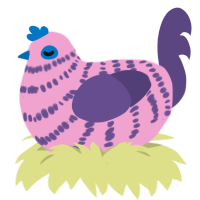 A pink and overcast chicken with a bar pattern