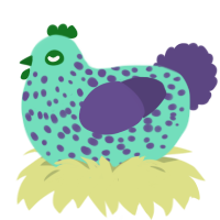 A mint and overcast chicken with a speckle pattern