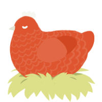 A vermilion chicken with a lace pattern