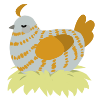 A silver and ochre chicken with a bar pattern