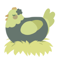 A ultramarine and grass chicken with a head pattern