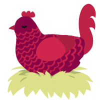 A maroon and crimson chicken with a lace pattern