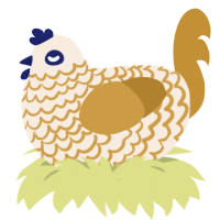 A cream and gold chicken with a lace pattern