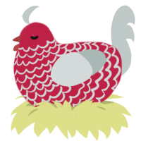 (unnamed), a crimson and silver chicken with a lace pattern