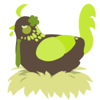 A bark and lime chicken with a neck-speckle pattern