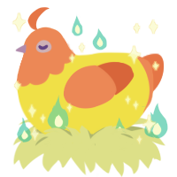 Aonani, a yellow and vermilion chicken with a head pattern