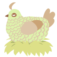 A apple and beige chicken with a lace pattern