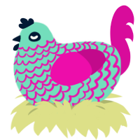Divine Architect, a mint and fuchsia chicken with a lace pattern