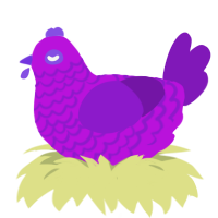A amethyst and violet chicken with a lace pattern