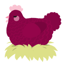 A maroon chicken with a lace pattern