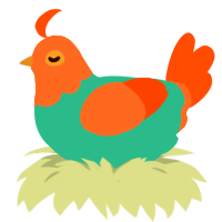 Claus, a sea and red chicken with a head pattern