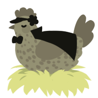 A ash and grey chicken with a speckle pattern