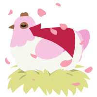 A white and pink chicken with a head pattern