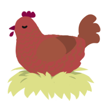 A red and russet chicken with a lace pattern