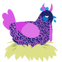 A navy and orchid chicken with a double-lace pattern