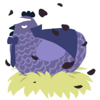 A overcast and indigo chicken with a lace pattern