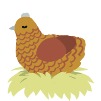 A gold and russet chicken with a lace pattern