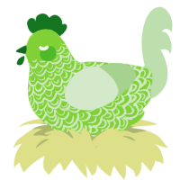 A grass and gluppy chicken with a double-lace pattern