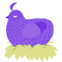 A blurple chicken with a lace pattern