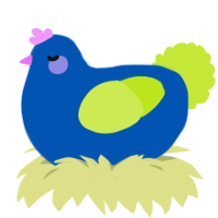 A ultramarine and lime chicken