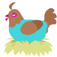 Duster, a aqua and brown chicken with a head pattern