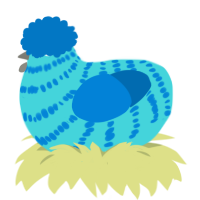 (unnamed), a aqua and sapphire chicken with a bar pattern