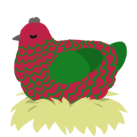A crimson and leaf chicken with a lace pattern