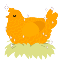 A ochre and gold chicken with a lace pattern