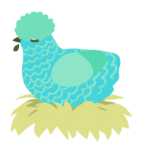 A aqua and mint chicken with a lace pattern