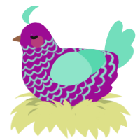 A plum and mint chicken with a lace pattern