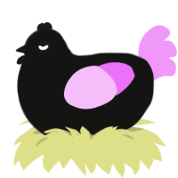 A black and lavender chicken