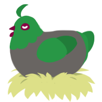 A grey and viridian chicken with a head pattern