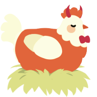 Gamble, a vermilion and white chicken with a head pattern
