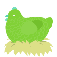 A grass chicken with a lace pattern