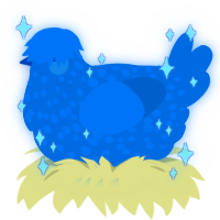 A sapphire chicken with a speckle pattern