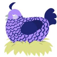A lilac and navy chicken with a lace pattern